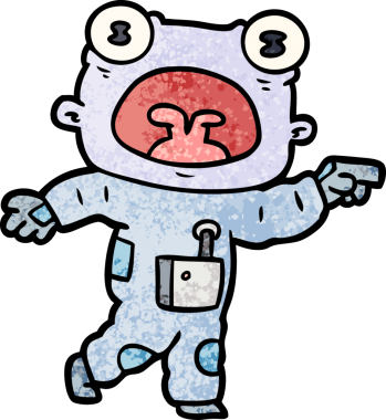 Bir insan tarafından çizilmiş garip uzaylı çizgi filmi.