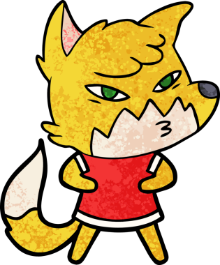 Bir insan tarafından çizilmiş akıllı çizgi film tilkisi.