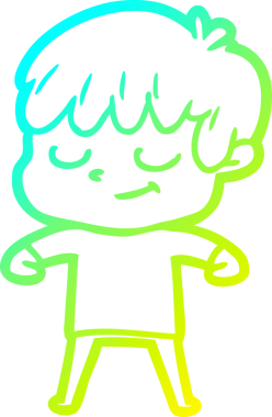 Bir çizgi film karakteri çizen soğuk çizgi bir insan tarafından çizilmiş mutlu çocuk.