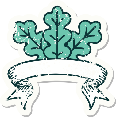 Bir insan tarafından çizilmiş yaprak sancağı olan eski bir etiket