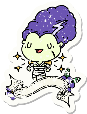 Dövme stili eski bir çıkartma. Bir insan tarafından çizilmiş zombi gelin karakteri.