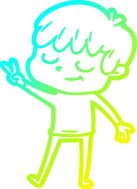 Bir çizgi film karakteri çizen soğuk çizgi bir insan tarafından çizilmiş mutlu çocuk.