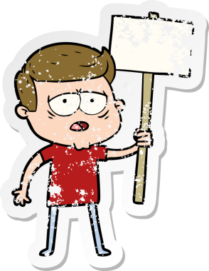 Bir insan tarafından çizilmiş yorgun bir çizgi filmin sıkıntılı çıkartması.