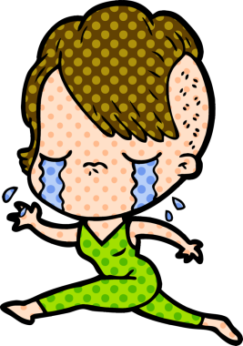 Bir insan tarafından çizilen ağlayan kız çizgi filmi.