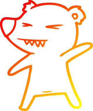 Bir insan tarafından çizilmiş kızgın bir kutup ayısının sıcak çizgi çizimi