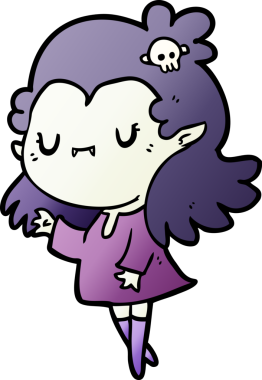 Bir insan tarafından çizilmiş şirin vampir kız çizgi filmi.