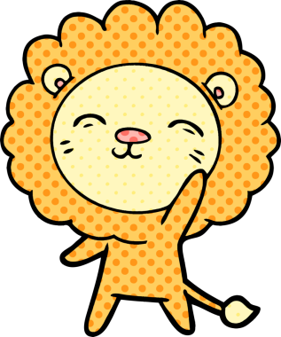 Bir insan tarafından çizilmiş çizgi film aslanı.