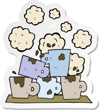 Bir insan tarafından çizilmiş kahve fincanının çıkartması.