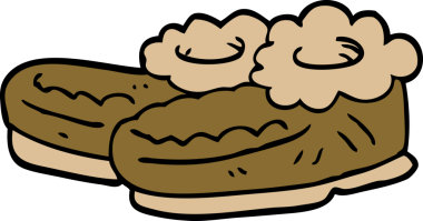 Bir insan tarafından çizilmiş eski terlikleri karala