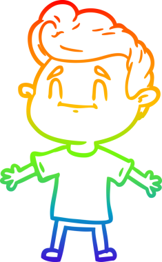 gökkuşağı gradyanı çizimi bir insan tarafından çizilmiş mutlu bir çizgi film adamı