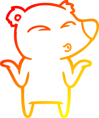 Bir insan tarafından çizilen çizgi film ayısının sıcak çizgi çizimi