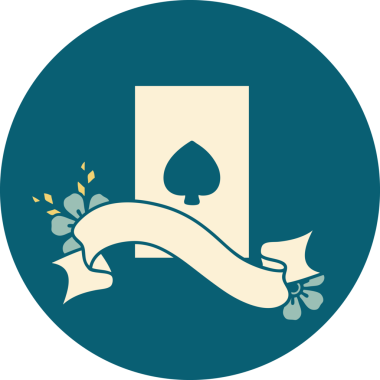 bir insan tarafından çizilmiş maça ası sancağına sahip dövme biçimi simgesi