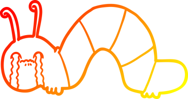 Bir insan tarafından çizilmiş pişmanlıklarına kafayı takmış çizgi film tırtılı çizimi.