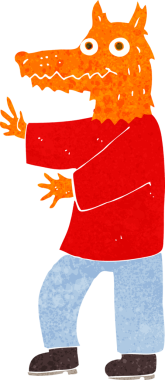 Bir insan tarafından çizilmiş komik tilki adam.