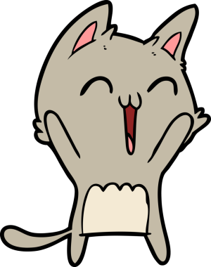 Mutlu çizgi film kedisi miyavlıyor bir insan tarafından