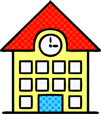 Bir insan tarafından çizilmiş çizgi roman tarzı bir kasaba evi.