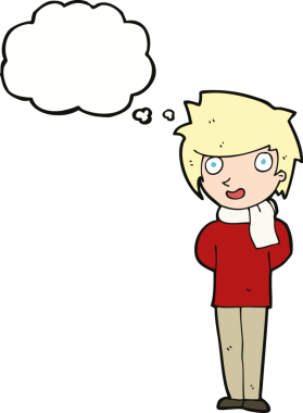 Bir insan tarafından çizilmiş düşünce balonlu çizgi film dostu bir adam.