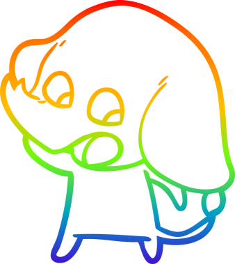 Gökkuşağı gradyan çizgisi bir insan tarafından çizilmiş şirin bir fil çizimi