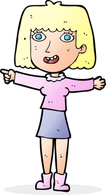 Bir insan tarafından çizilmiş mutlu kadın çizgi filmi.