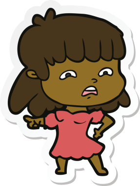 Bir insan tarafından çizilmiş endişeli bir karikatür çıkartması.