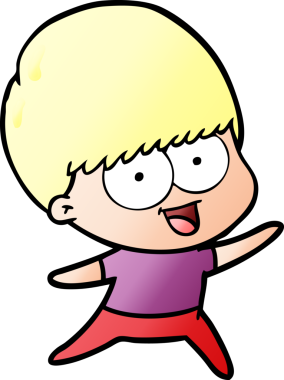 Bir insan tarafından çizilmiş mutlu çizgi film çocuğu.