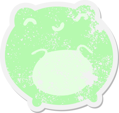 Bir insan tarafından çizilmiş şirin kurbağa grunge çıkartması.