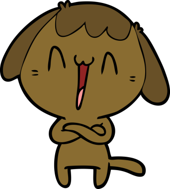 Bir insan tarafından çizilmiş şirin bir çizgi film köpeği.