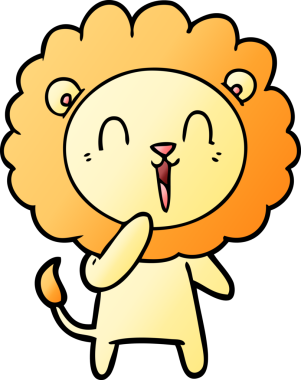 Bir insan tarafından çizilmiş gülen aslan çizgi filmi.