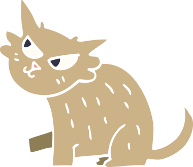 Bir insan tarafından çizilmiş sinsi bir kedi.