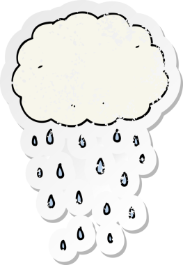 Bir insan tarafından çizilmiş karikatür yağmur bulutunun sıkıntılı etiketi