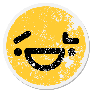 Bir insan tarafından çizilmiş yuvarlak kaşlı mutlu yüz.