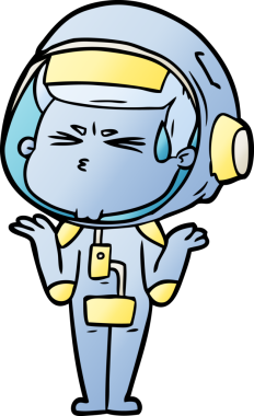 Çizgi film bir insan tarafından çizilmiş astronot.
