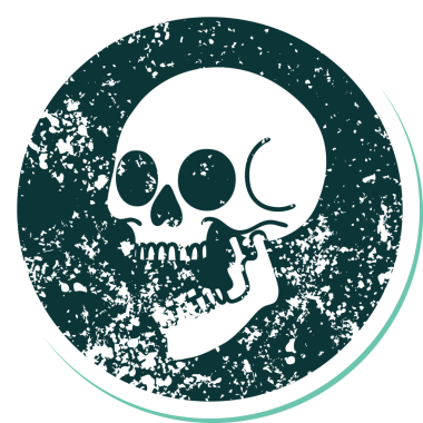 Bir insan tarafından çizilmiş bir kafatasının sembolik dövmeli görüntüsü.