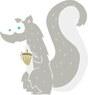 Bir insan tarafından çizilmiş fındıklı sincabın düz renk çizimi