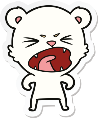 Bir insan tarafından çizilmiş kızgın bir kutup ayısının çıkartması.