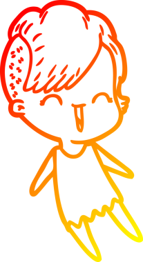 Bir insan tarafından çizilen mutlu bir hipster kızın çizgi çizimi.