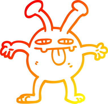 Bir insan tarafından çizilen çizgi film canavarının sıcak çizgi çizimi