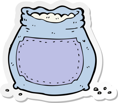 Bir insan tarafından çizilmiş un paketinin etiketi.