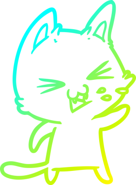 Bir insan tarafından çizilen çizgi film kedisinin soğuk gradyan çizimi