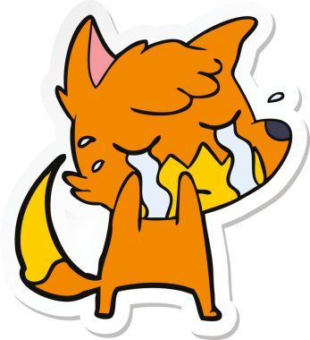 Bir insan tarafından çizilmiş ağlayan tilki çizgi filminin çıkartması.