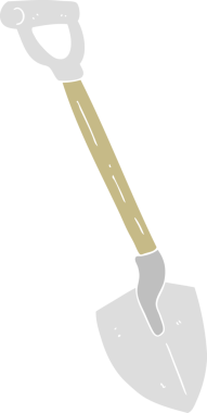 Bir insan tarafından çizilen küreğin düz renk çizimi