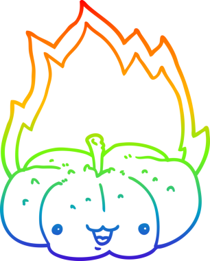 gökkuşağı gradyan çizgi çizimi bir insan tarafından çizilmiş yanan balkabağı