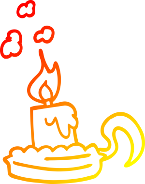 Bir insan tarafından çizilmiş mum şeklindeki çizgi film çizimi.