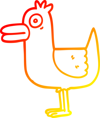 Bir insan tarafından çizilmiş bir karikatür deniz martısının sıcak gradyan çizimi