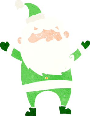 Bir insan tarafından çizilmiş mutlu noel baba çizgi filmi.