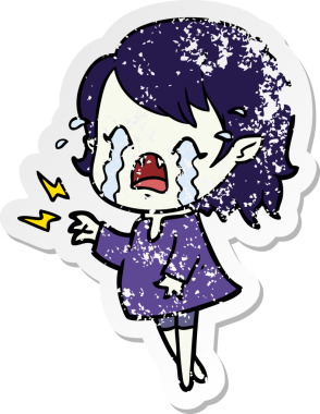 Bir insan tarafından çizilmiş ağlayan vampir bir karikatür çıkartması.