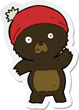 Bir insan tarafından çizilmiş şirin bir kara ayının çıkartması.