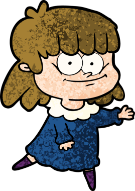 Bir insan tarafından çizilmiş gülümseyen bir kadın.