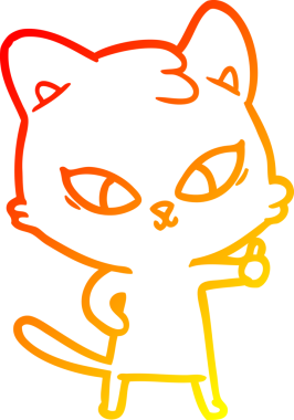 Bir insan tarafından çizilmiş sevimli bir çizgi film kedisinin sıcak çizgi çizgisi.