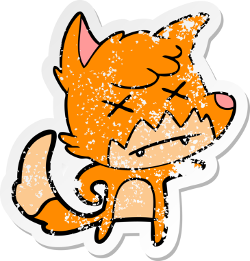 Bir insan tarafından çizilmiş ölü tilki çizgi filminin sıkıntılı çıkartması.